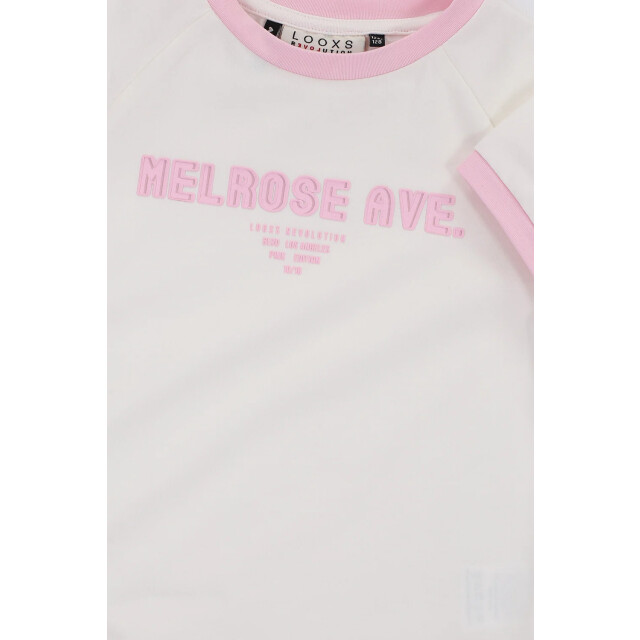 Looxs Revolution T-shirt offwhite contrast voor meisjes in de kleur 2512-5401-001 large