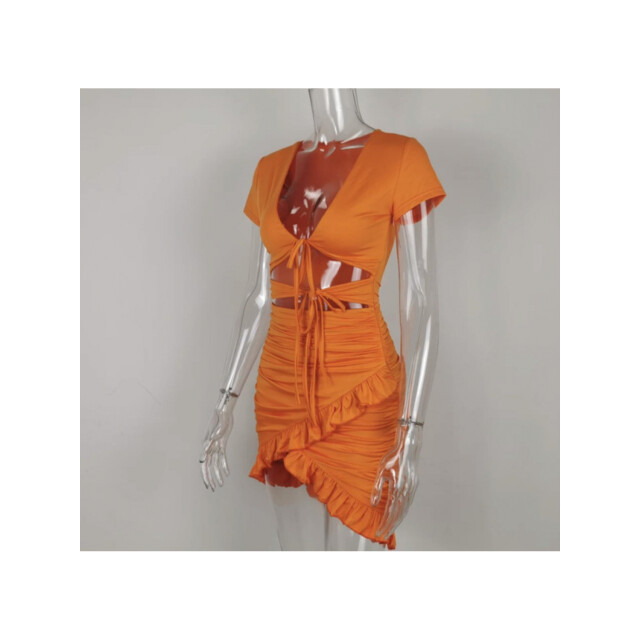 The Dezzy Factory Chloë dress | orange & black 2400026 large