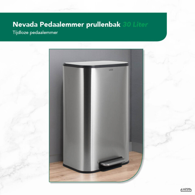 Luzzo ® nevada pedaalemmer 30 liter prullenbak mat rvs 3047828 large