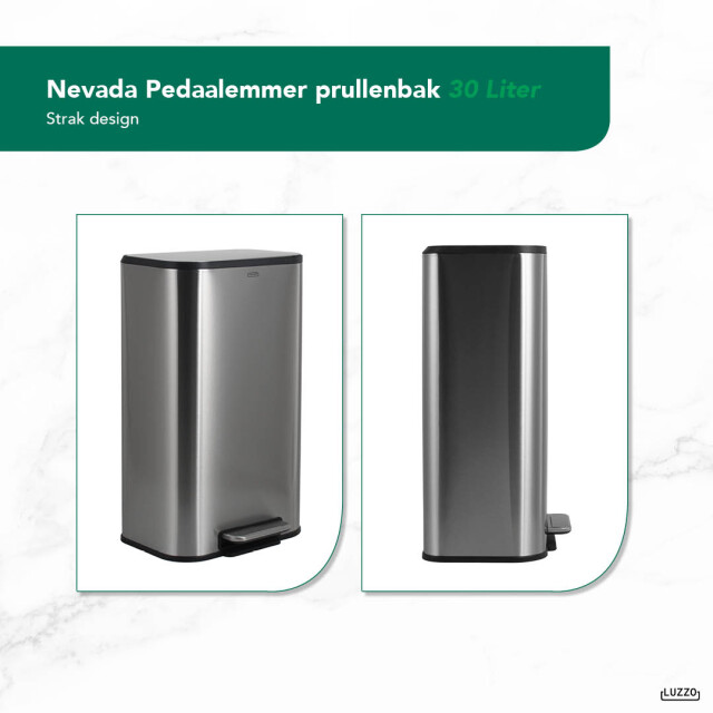 Luzzo ® nevada pedaalemmer 30 liter prullenbak mat rvs 3047828 large