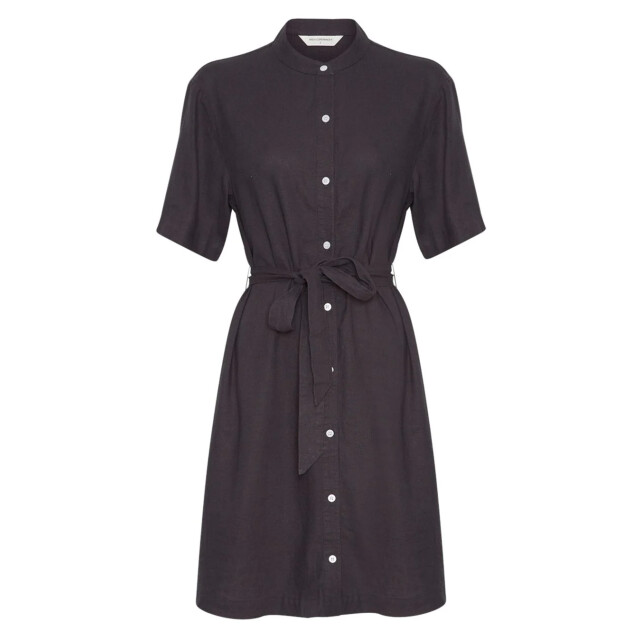 Moss Copenhagen Pennie ginia jurk midi donkergrijs strikceintuur 9308510781768 large
