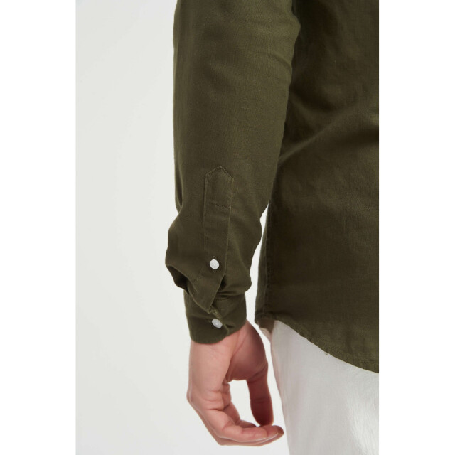 William de Faye Linnen shirt kaki WM25-154-KAKI large