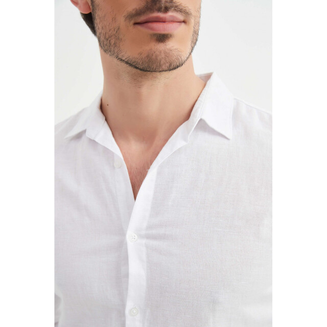William de Faye Linnen shirt wit WM25-154-BLANC large