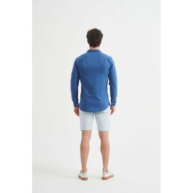 William de Faye Linnen shirt blauw WM25-154-BLEU large