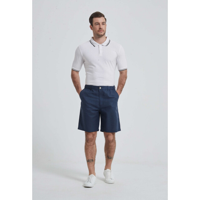 William de Faye Linnen shorts blauw WM25-161-MARINE large