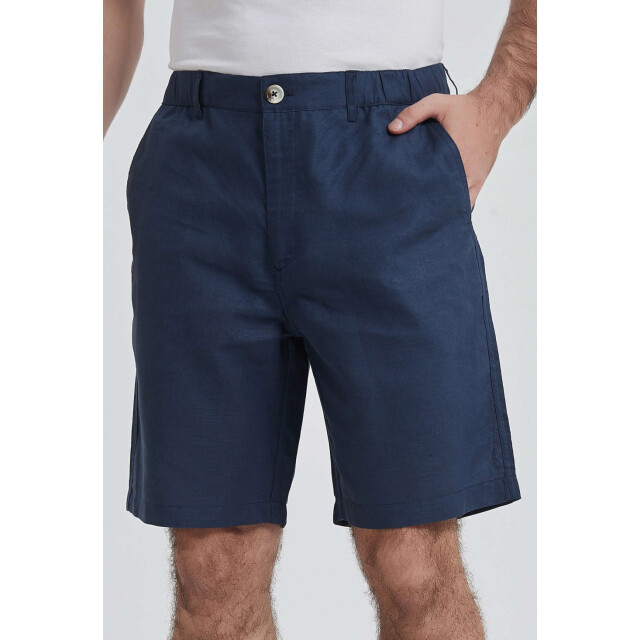 William de Faye Linnen shorts blauw WM25-161-MARINE large