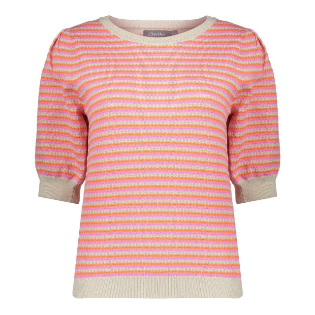 Geisha 54033-14 720 pullover stripes short sleeves sand/orange/pink 54033-14 720 large