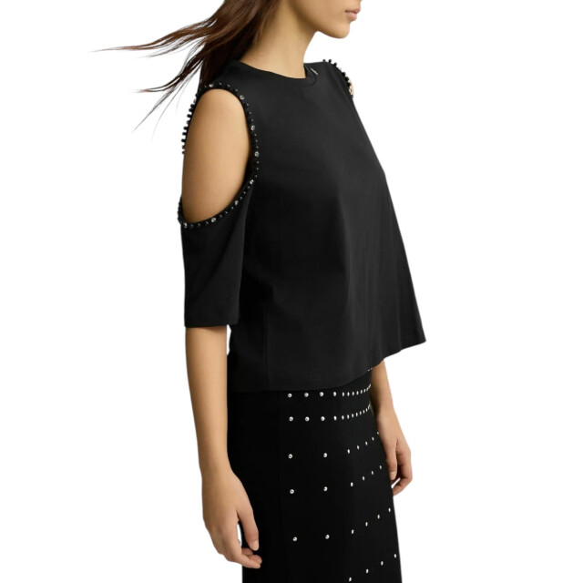 Liu Jo Top dames Liu Jo Zwart Open Mouw T-shirt Met Kralen large