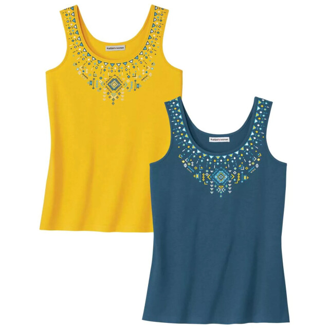 Atlas for Women Dames vest top (set van 2) UTAF730_yellownavyblue large