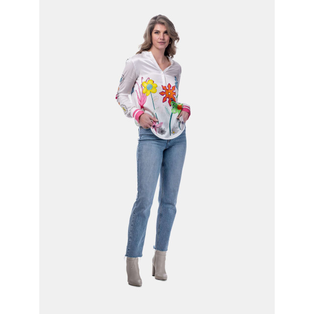 Mucho Gusto ® blouse monza getekende bloem elegantie MUCHO GUSTO® Blouse Monza Getekende Bloem Elegantie large