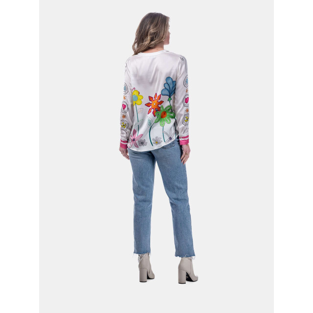 Mucho Gusto ® blouse monza getekende bloem elegantie MUCHO GUSTO® Blouse Monza Getekende Bloem Elegantie large