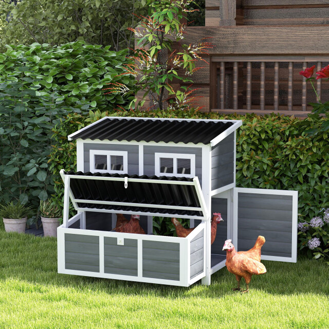 4goodz Kippen legnest voor 4-6 kippen waterdicht dak 100x86x100cm grijs 3151480 large