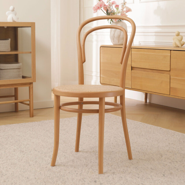 Fameg Vienna thonet no. 14 houten bistrostoel naturel met rotan zitting 2028233 large