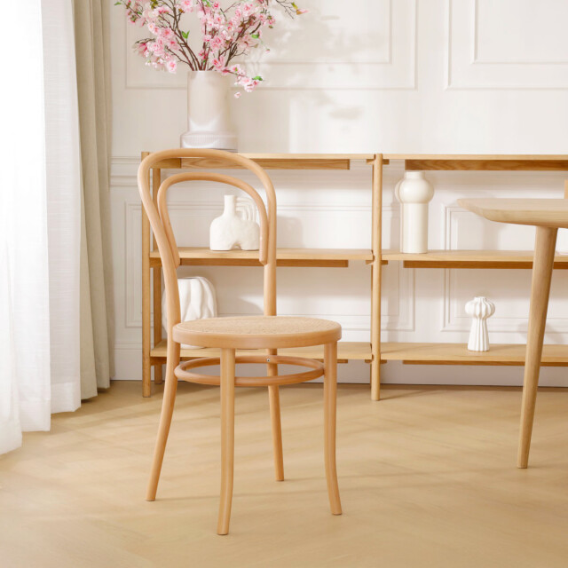 Fameg Vienna thonet no. 14 houten bistrostoel naturel met rotan zitting 2028233 large