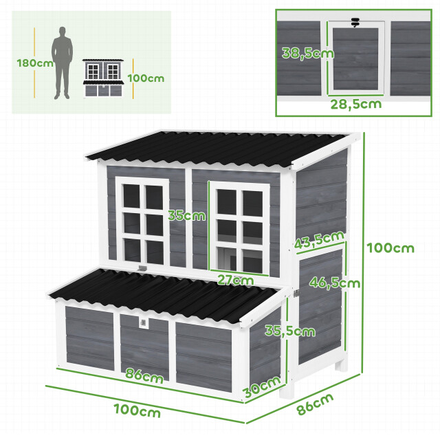 4goodz Kippen legnest voor 4-6 kippen waterdicht dak 100x86x100cm grijs 3151480 large