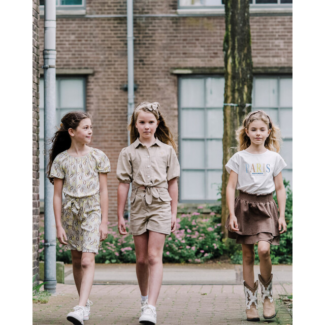 Kiestone Zomer short meisjes - sandy klepzak KS9763-sand linnen large