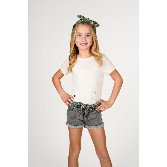B.Nosy Zomer jeans short meisjes denim riem patty Y502-5605-054 large
