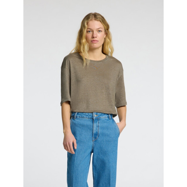Selected Femme slfvilja linen ss tee 16090089 vetiver 06011.834.0131 large