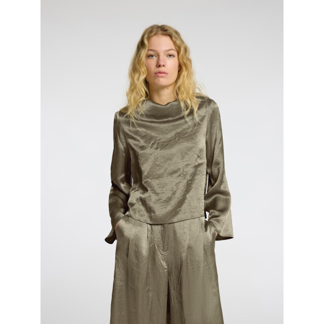 Selected Femme slfselene ls draped neckline top b 16097101 vetiver 06615.834.0014 large
