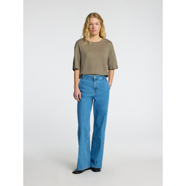 Selected Femme slfvilja linen ss tee 16090089 vetiver 06011.834.0131 large