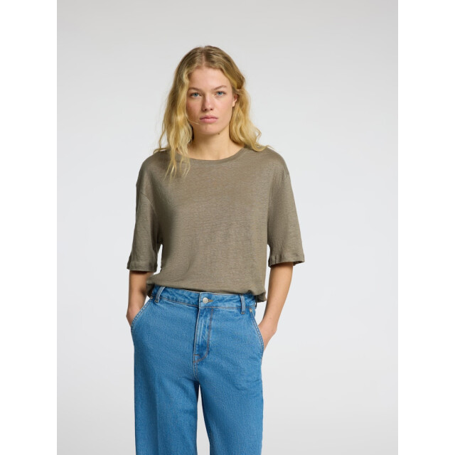 Selected Femme slfvilja linen ss tee 16090089 vetiver 06011.834.0131 large