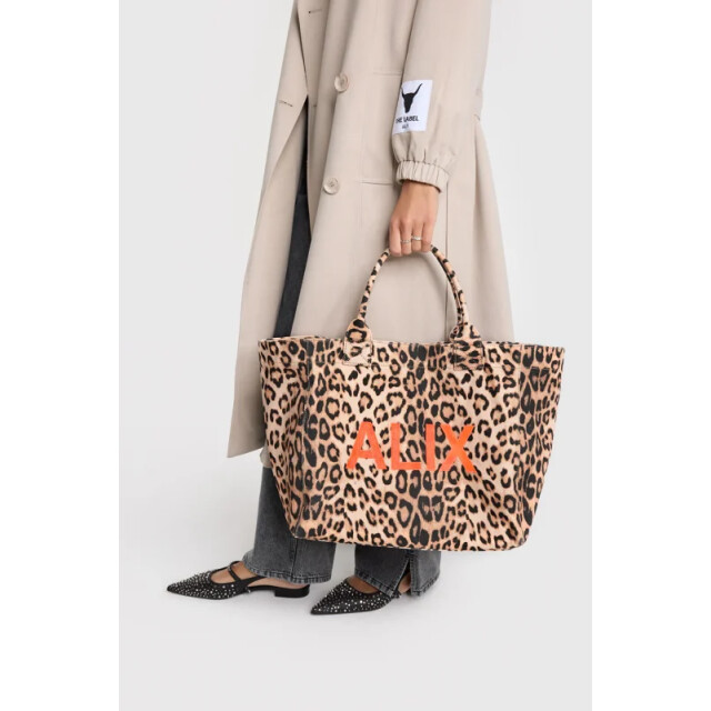 Alix The Label Leopard canvas shopper - Leopard Canvas shopper - Alix The Label large