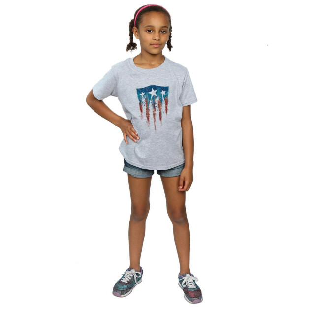 Li-cense Marvel meisjes captain america vlag schild katoenen t-shirt UTBI3463_sportsgrey large