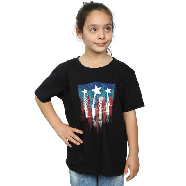 Li-cense Marvel meisjes captain america vlag schild katoenen t-shirt UTBI3463_black large