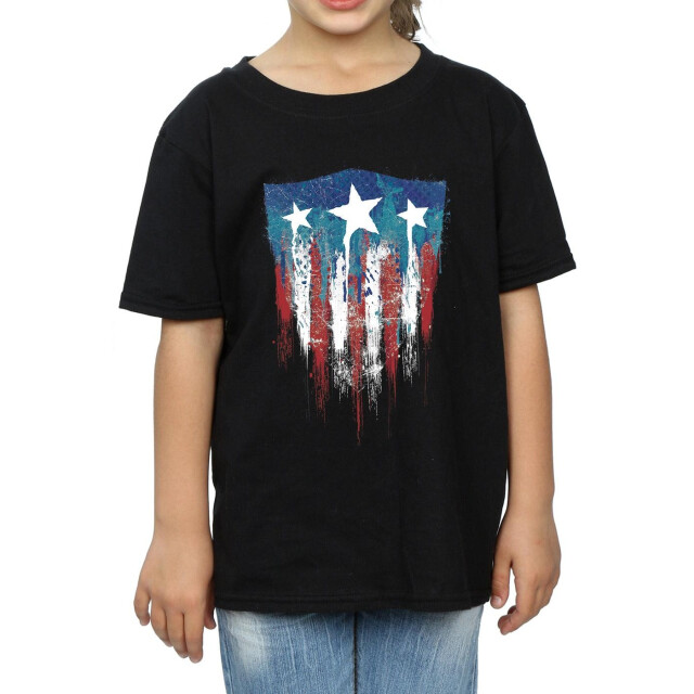 Li-cense Marvel meisjes captain america vlag schild katoenen t-shirt UTBI3463_black large
