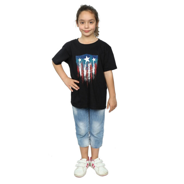 Li-cense Marvel meisjes captain america vlag schild katoenen t-shirt UTBI3463_black large