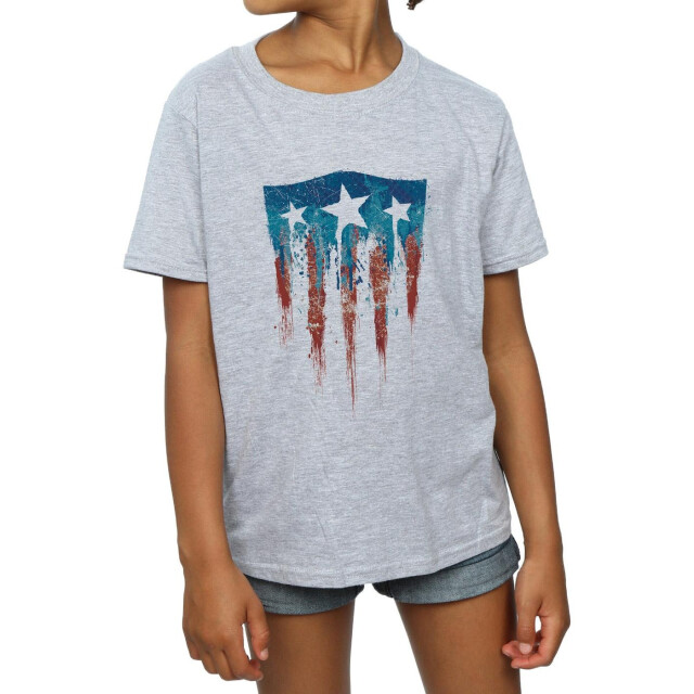 Li-cense Marvel meisjes captain america vlag schild katoenen t-shirt UTBI3463_sportsgrey large