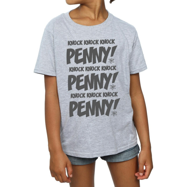 Li-cense The big bang theory meisjes sheldon knock knock penny t-shirt katoen UTBI8513_sportsgrey large