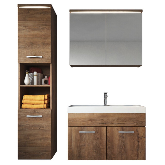 Badplaats Badkamermeubel set paso 80 x 40 cm bruin eiken badmeubel met 3195708 large