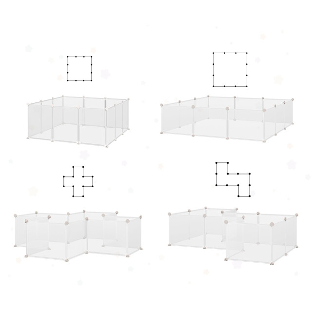 4goodz Pawhut dierenren kunststof 105x105x45 cm 12 panelen 3155930 large