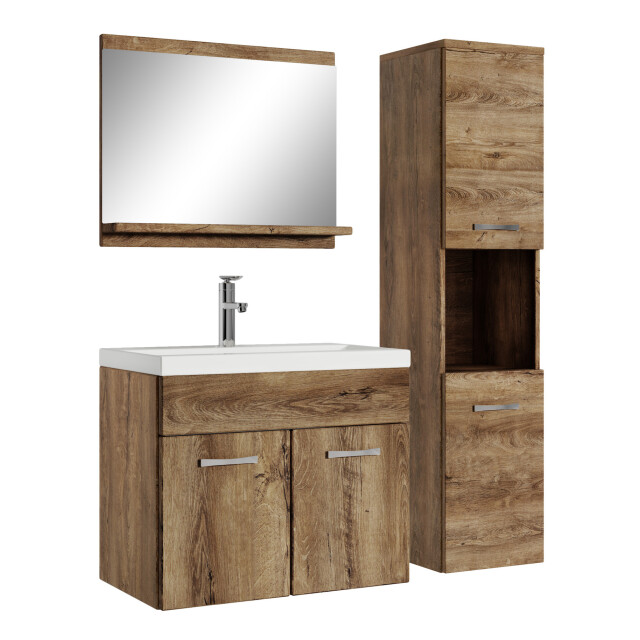 Badplaats Badkamermeubel set montreal 60 x 35 cm bruin badmeubel met 3181395 large