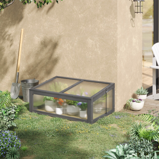 4goodz Outsunny houten mini kweekbak 100x65x40 cm, moestuin met deksel 3155928 large