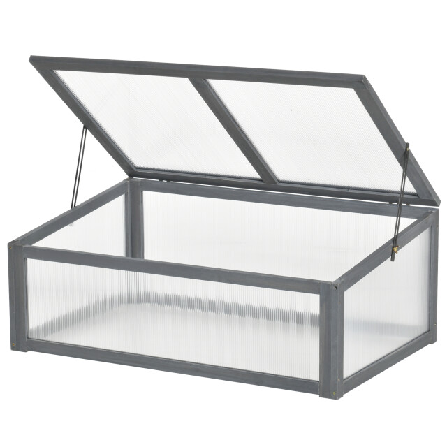 4goodz Outsunny houten mini kweekbak 100x65x40 cm, moestuin met deksel 3155928 large