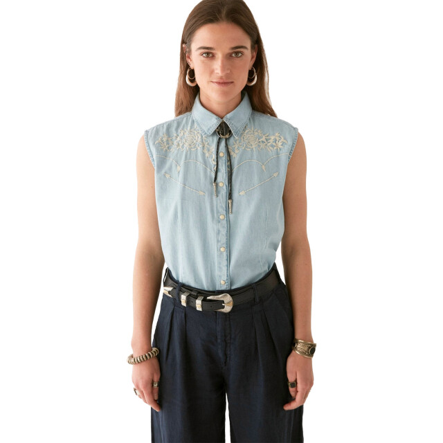 Maison Hotel Dallas blouse mustang blue Dallas blouse Mustan large