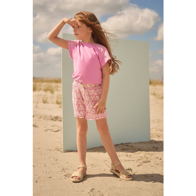 NoNo Zomer short meisjes fresia aop bloemen, plisse, jersey sunny N503-5615-608 large