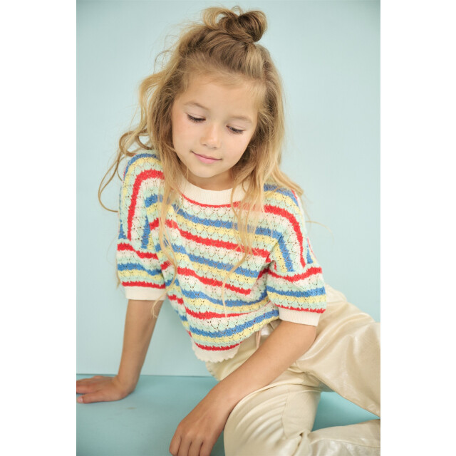 NoNo Zomer sweater meisjes wit crochet gebreid keya N502-5304-020 large
