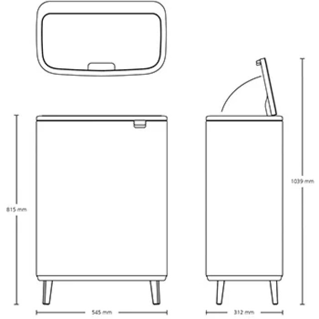 Brabantia Bo touch bin hi afvalemmer 2 x 30 liter matt black 130625 large