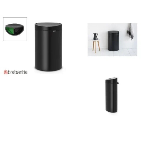 Brabantia Touch bin recycle afvalemmer 10 + 23 liter matt black 129544 large
