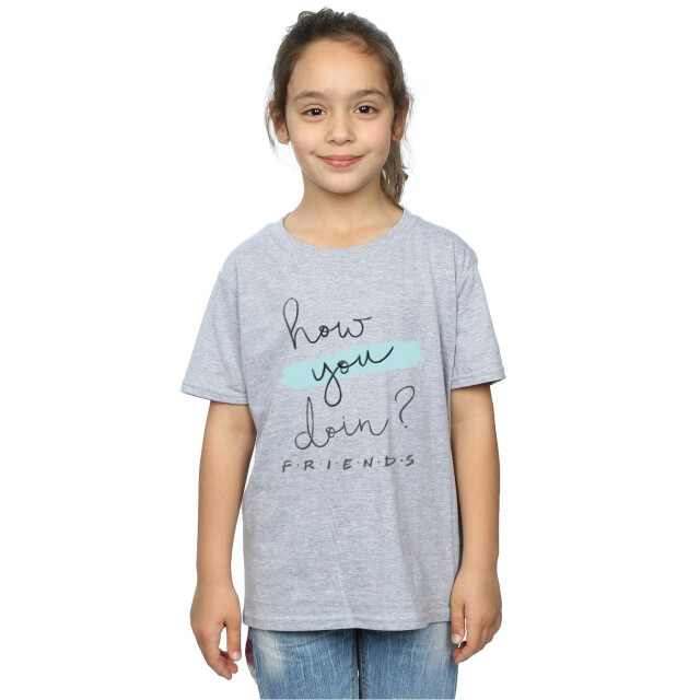 Li-cense Friends meisjes hoe gaat het? handschrift katoenen t-shirt UTBI18455_sportsgrey large