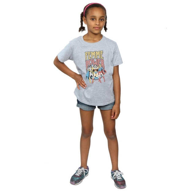 Li-cense Dc comics meisjes femme power katoenen t-shirt UTBI1535_sportsgrey large