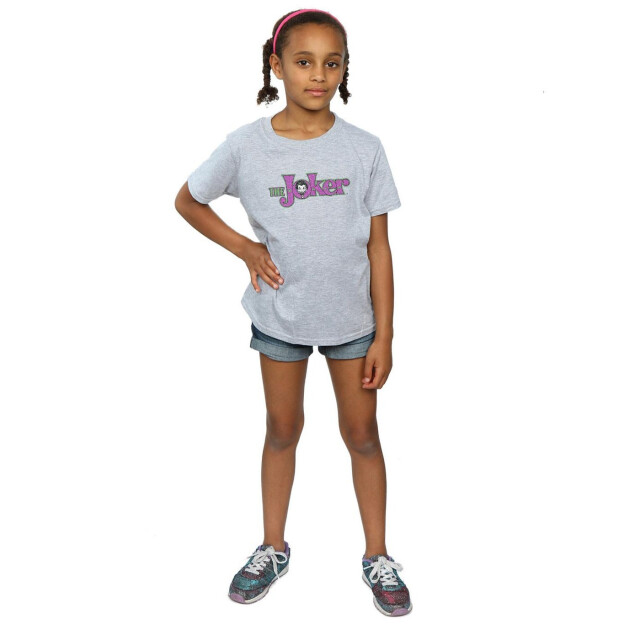 Li-cense Dc comics meisjes the joker crackle logo katoenen t-shirt UTBI16137_sportsgrey large