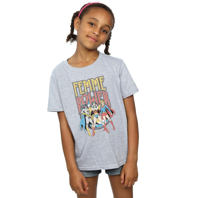 Li-cense Dc comics meisjes femme power katoenen t-shirt UTBI1535_sportsgrey large