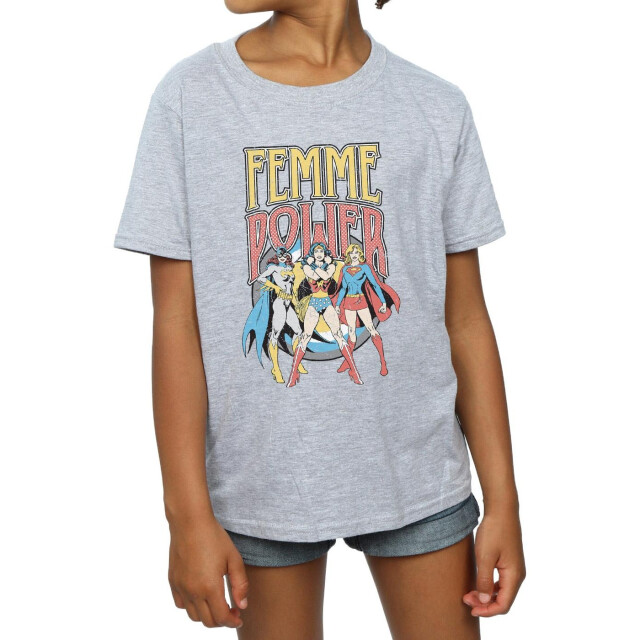 Li-cense Dc comics meisjes femme power katoenen t-shirt UTBI1535_sportsgrey large
