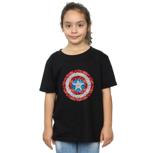 Li-cense Marvel meisjes captain america pixelated shield katoenen t-shirt UTBI31361_black large