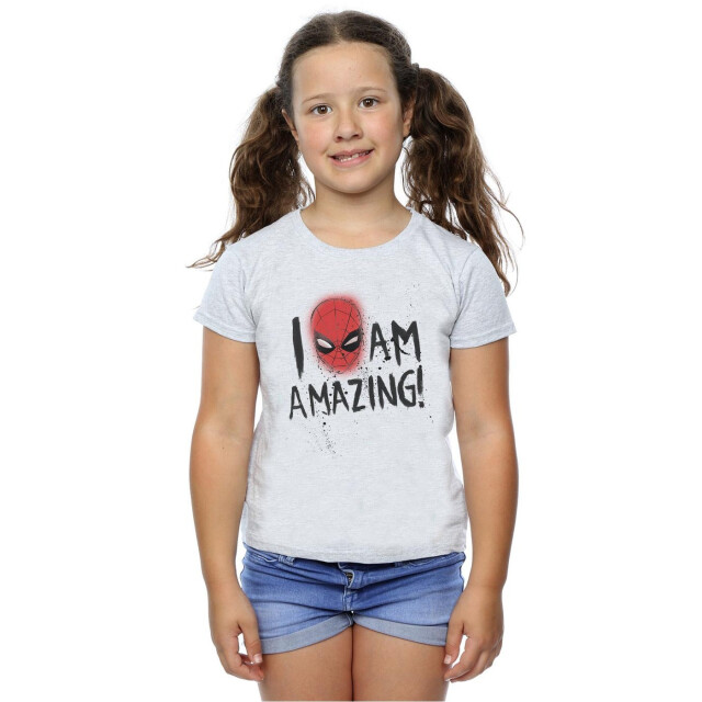 Li-cense Marvel meisjes spider-man i am amazing katoenen t-shirt UTBI35305_sportsgrey large