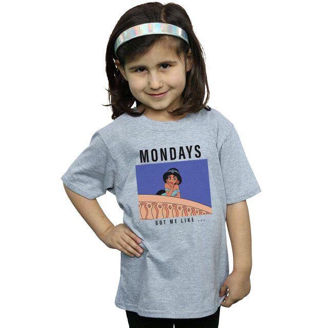 Li-cense Disney princess meisjes jasmine mondays got me like katoenen t-shirt UTBI33810_sportsgrey large